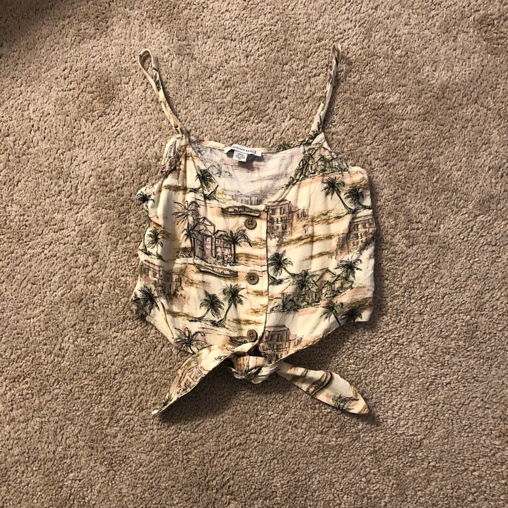 Tie Front Tropical Crop Top